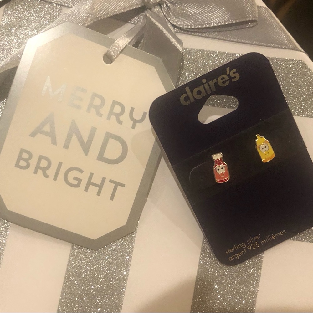 ✅💎 3/10 925 silver Mustard & Ketchup earrings